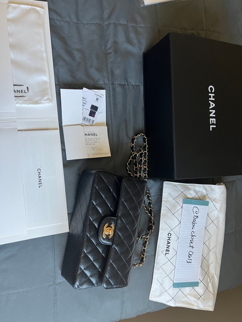 CHANEL Black Quilted Caviar Leather Shoulder Bag with Gold Hardware - Picture 2 of 12